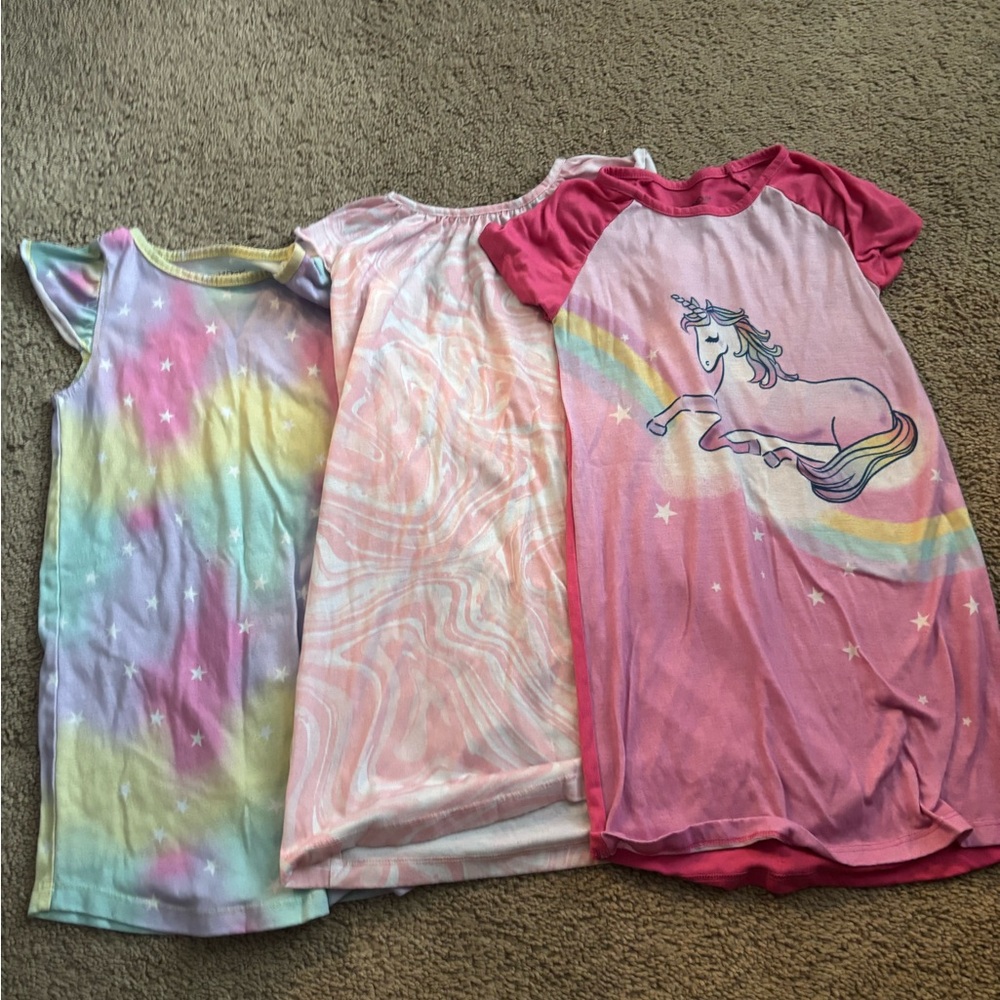 Cuddl Duds Kids Nightgowns with Unicorn and Tie-Dye